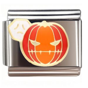 Spooky Pumpkin & Ghost Emoji Italian Charms Bracelet