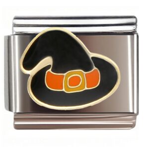 Witch Hat with Orange Buckle Italian Charms Bracelet