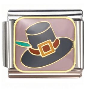 Halloween Pilgrim Hat Italian Charms Bracelet