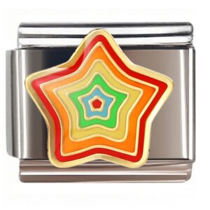 Rainbow Nested Star Italian Charms Bracelet