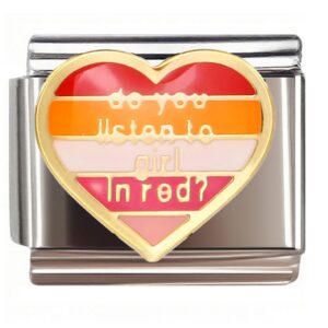 Girl in Red Heart Design Italian Charms Bracelet