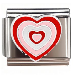 Concentric Colorful Hearts Italian Charms Bracelet
