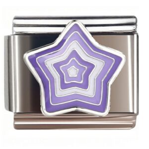 Purple Layered Star Italian Charms Bracelet
