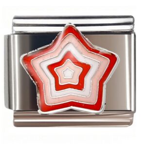 Red & Pink Nested Stars Italian Charms Bracelet