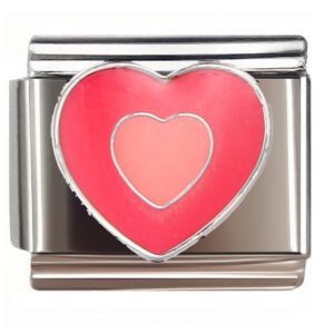 Red & Pink Nested Hearts Italian Charms Bracelet