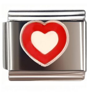 Double Heart Red & White Italian Charms Bracelet