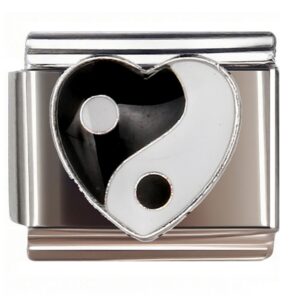 Yin Yang Heart Design Italian Charms Bracelet