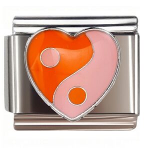 Yin-Yang Heart Italian Charms Bracelet