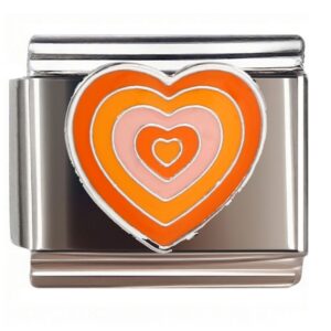 Concentric Colorful Hearts Italian Charms Bracelet