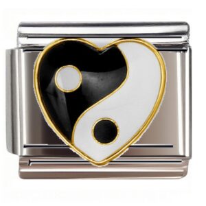 Yin Yang Heart Italian Charms Bracelet