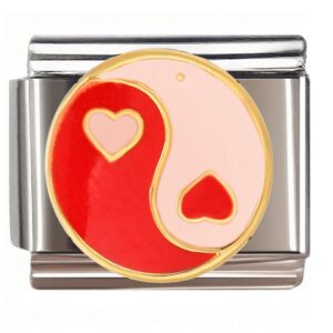 Yin-Yang Hearts Italian Charms Bracelet