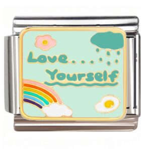 Love Yourself Rainbow & Eggs Italian Charms Bracelet