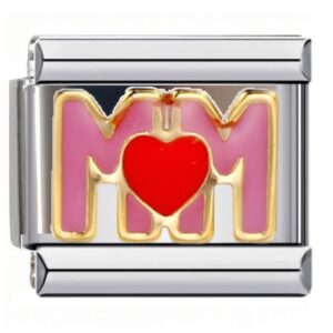 MOM Red Heart Italian Charms Bracelet