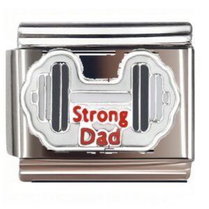 Strong Dad Dumbbell Italian Charms Bracelet