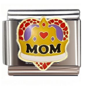 Mom Crowned Heart Italian Charms Bracelet