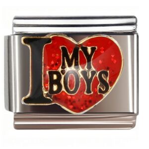 I Love My Boys Heart Italian Charms Bracelet