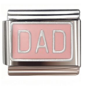 Pink DAD Rectangle Emblem Italian Charms Bracelet