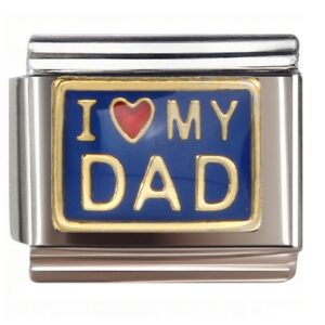 I Love My Dad Heart Design Italian Charms Bracelet