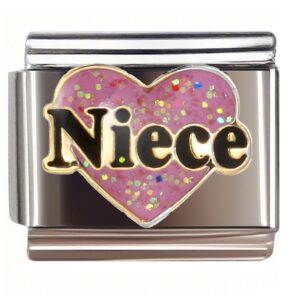 Niece Glitter Heart Italian Charms Bracelet