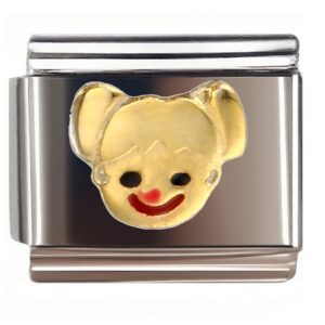Golden Smiling Clown Face Italian Charms Bracelet