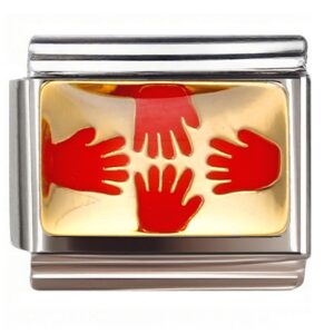 Red Hands Unity Design Italian Charms Bracelet