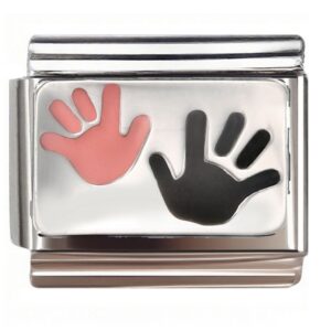 Dual Handprint Pair Italian Charms Bracelet