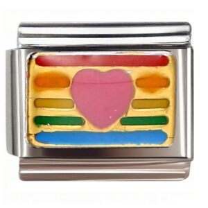 Rainbow Heart Italian Charms Bracelet