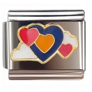 Rainbow Heart Interlock Italian Charms Bracelet