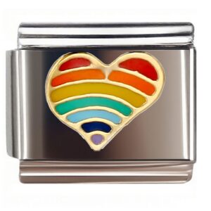Rainbow Heart Italian Charms Bracelet