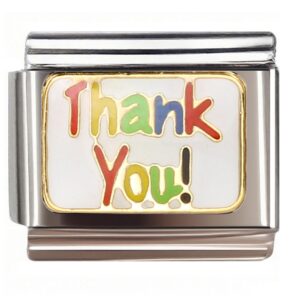 Rainbow Thank You Text Italian Charms Bracelet