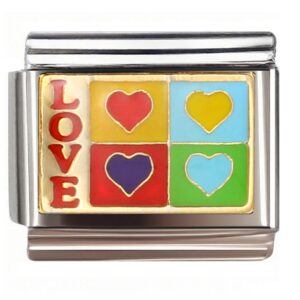 Rainbow Love Hearts Italian Charms Bracelet