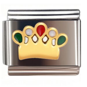 Golden Gem Crown Italian Charms Bracelet