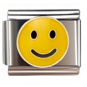 Yellow Happy Smiley Emoji Italian Charms Bracelet
