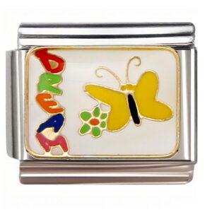 DREAM Butterfly with Colorful Letters Italian Charms Bracelet