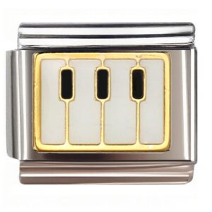 Piano Keys Gold Frame Italian Charms Bracelet