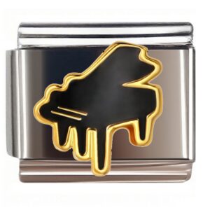 Gold-Bordered Grand Piano Italian Charms Bracelet