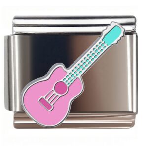 Pink Turquoise Cartoon Guitar Italian Charms Bracelet