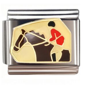 Jockey on Horse Silhouette Italian Charms Bracelet