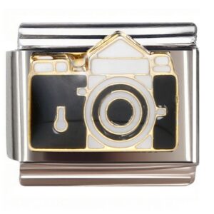 Golden Monochrome Camera Italian Charms Bracelet