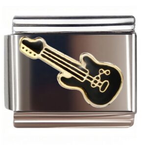 Black & Gold Electric Guitar Italian Charms Bracelet