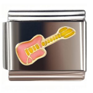 Pastel Pink & Yellow Guitar Italian Charms Bracelet