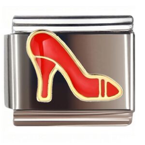 Red Gold Stiletto Heel Italian Charms Bracelet