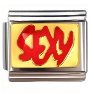 SEXY Stylized Red Text Italian Charms Bracelet