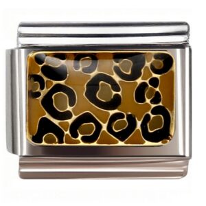 Gold Leopard Rectangle Italian Charms Bracelet