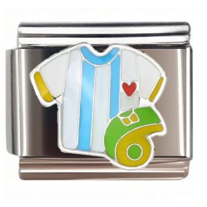 Striped Sports Jersey with Number 6 Italian Charms Bracelet