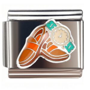 Orange Sneaker & Teal Watch Italian Charms Bracelet