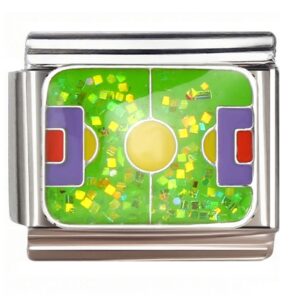 Glittering Sports Field Design Italian Charms Bracelet