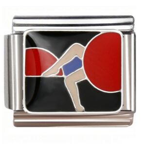 Geometric Bent Figure with Red Circles Italian Charms Bracelet