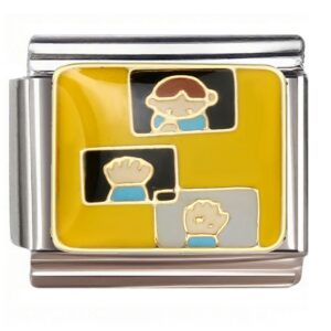 Cartoon Character Trio Design Italian Charms Bracelet