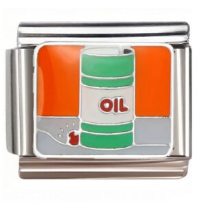 Oil Barrel OIL with Leak Italian Charms Bracelet